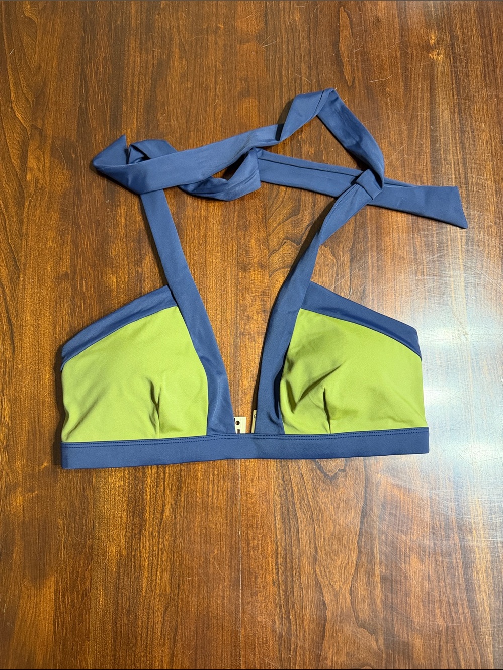 Boden Olive Green & Navy Halter Bikini Top